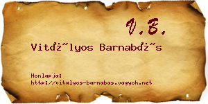 Vitályos Barnabás névjegykártya
